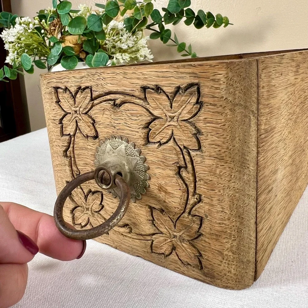 Old Antique Wooden Sewing Machine Drawer | Trinket Box | Recipe Box